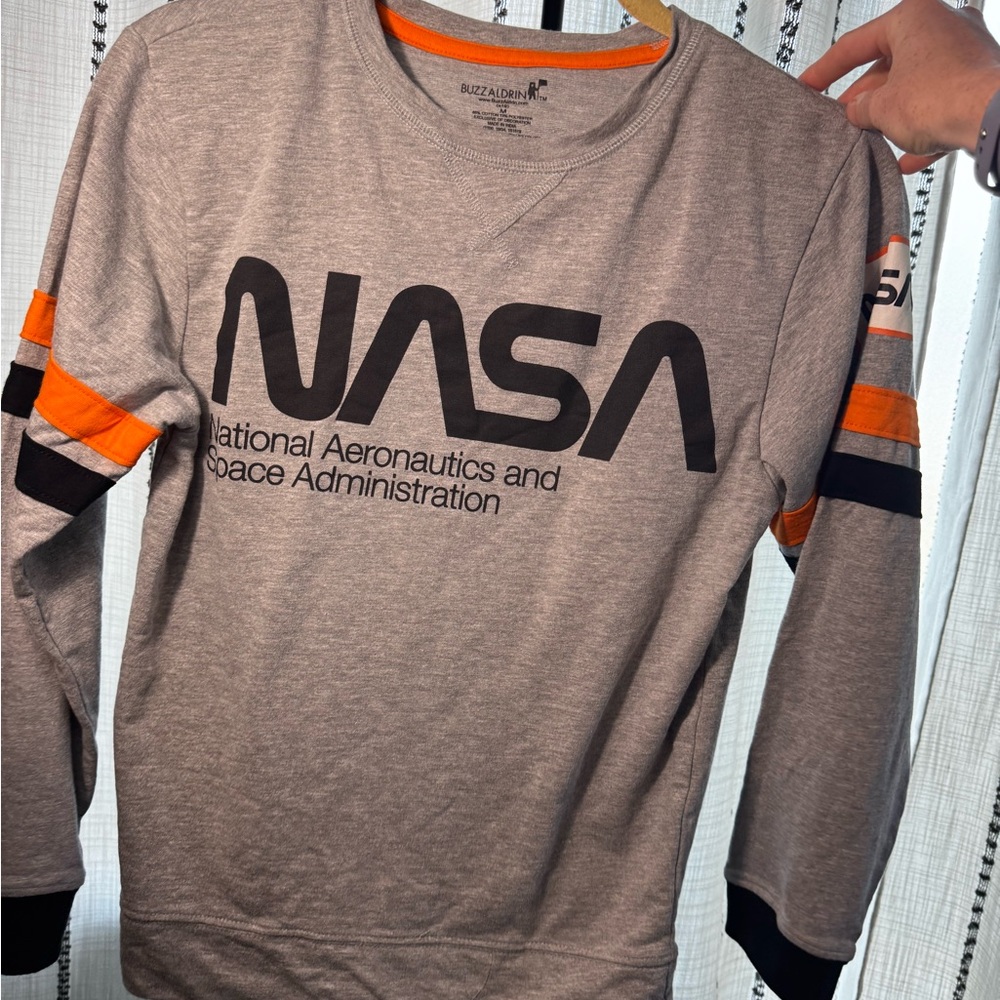 NASA Gray long sleeve t shirt with Orange and Black Accents